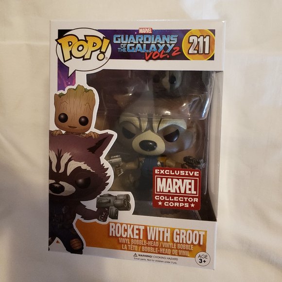 Funko Pop! Bundle Rocket & Groot (Collector Corps Exc) Con Protettore ToysDiva – Altezza 7,6-12,7 Cm